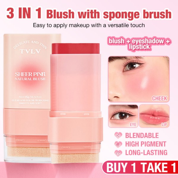 3 IN 1 Blush with sponge brush..