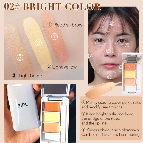 Tri-Color Concealer - Covers Spotted Face, Dark Circles, Pimples