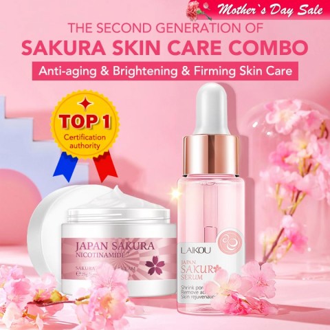 Japan Sakura Extract Face Cream Face Serum Anti-aging Brightening Firming Skin Care Combo