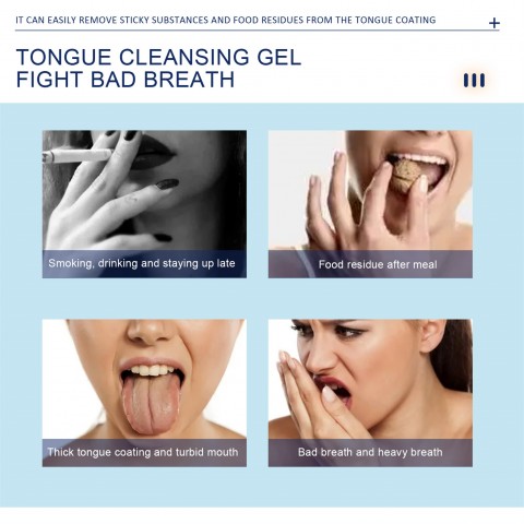 Tongue Cleaning Gel With Brush - Reduce Bad Breath, Healthy Oral Hygiene Brush -  For Adults and Kids