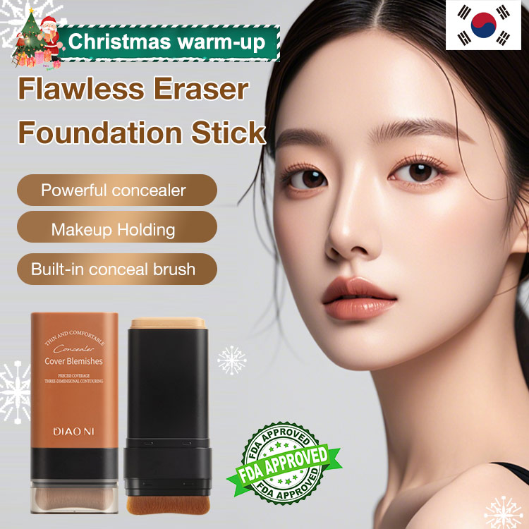 2024 K-beauty No.1 - Second one only 299 - Flawless Eraser Foundation Stick - Powerful concealer/16h makeup lasting/Bulit-in concealer brush - Get Korean flawless and radiant skin easily